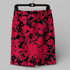 J. Crew Floral Pink & Navy Blue Pencil Skirt